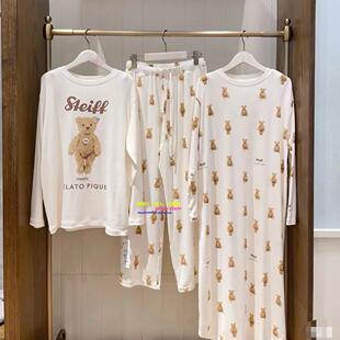 日本GP gelato pique睡衣女卡通小熊Steiff联名莫代尔情侣家居服
