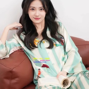长袖 睡衣女真丝条纹孙佳艺同款 家居服睡裙高级感 pique秋季 日本GP
