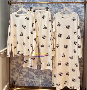 睡衣女可爱卡通熊猫圆领纯棉家居服GP pique春秋季 日本you gelato