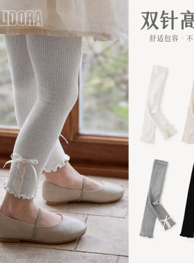 女童打底九分裤蝴蝶结春季新款