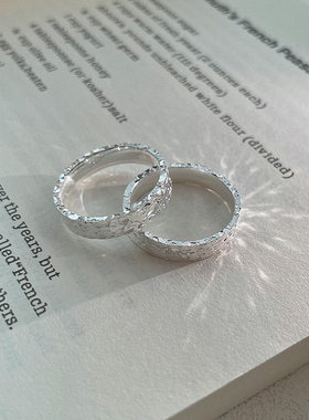 999纯银碎碎冰情侣戒指男女闭口简约