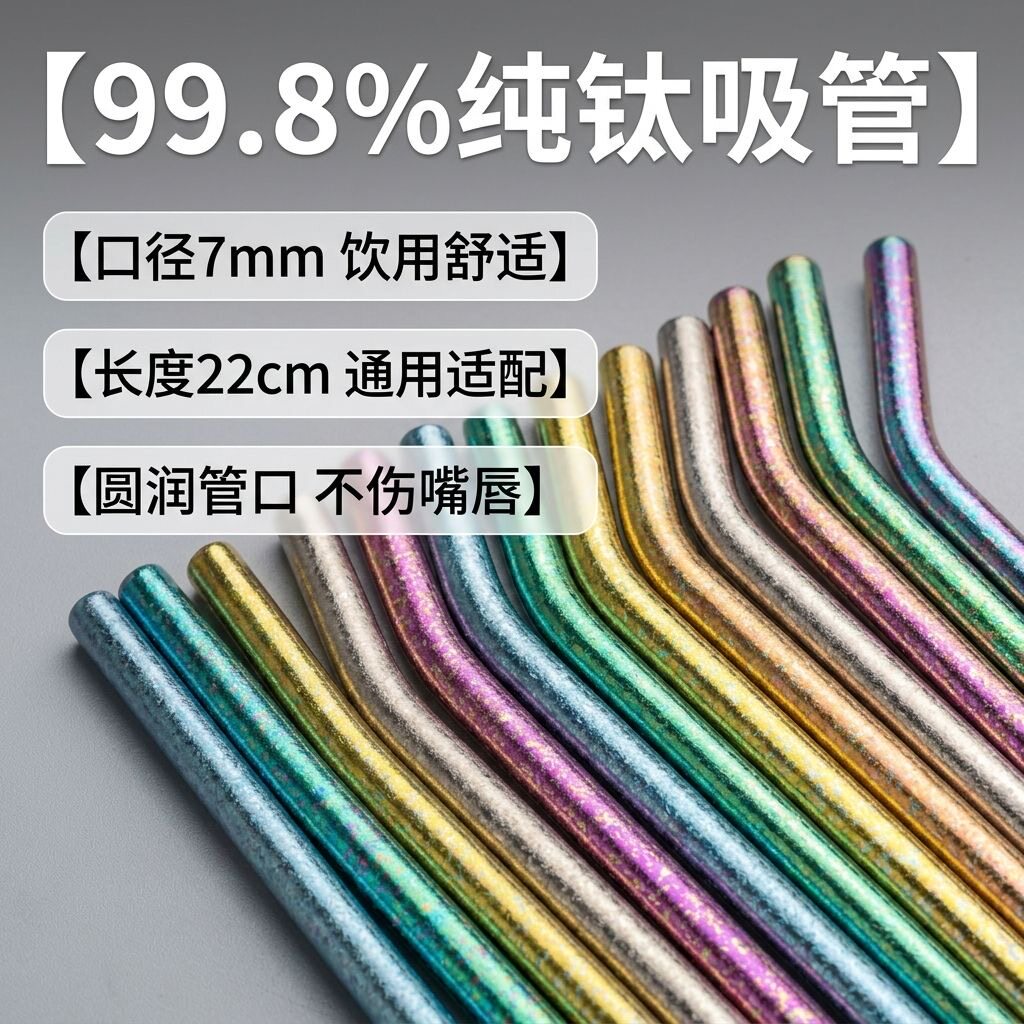 纯钛便携弯吸管户外咖啡奶茶