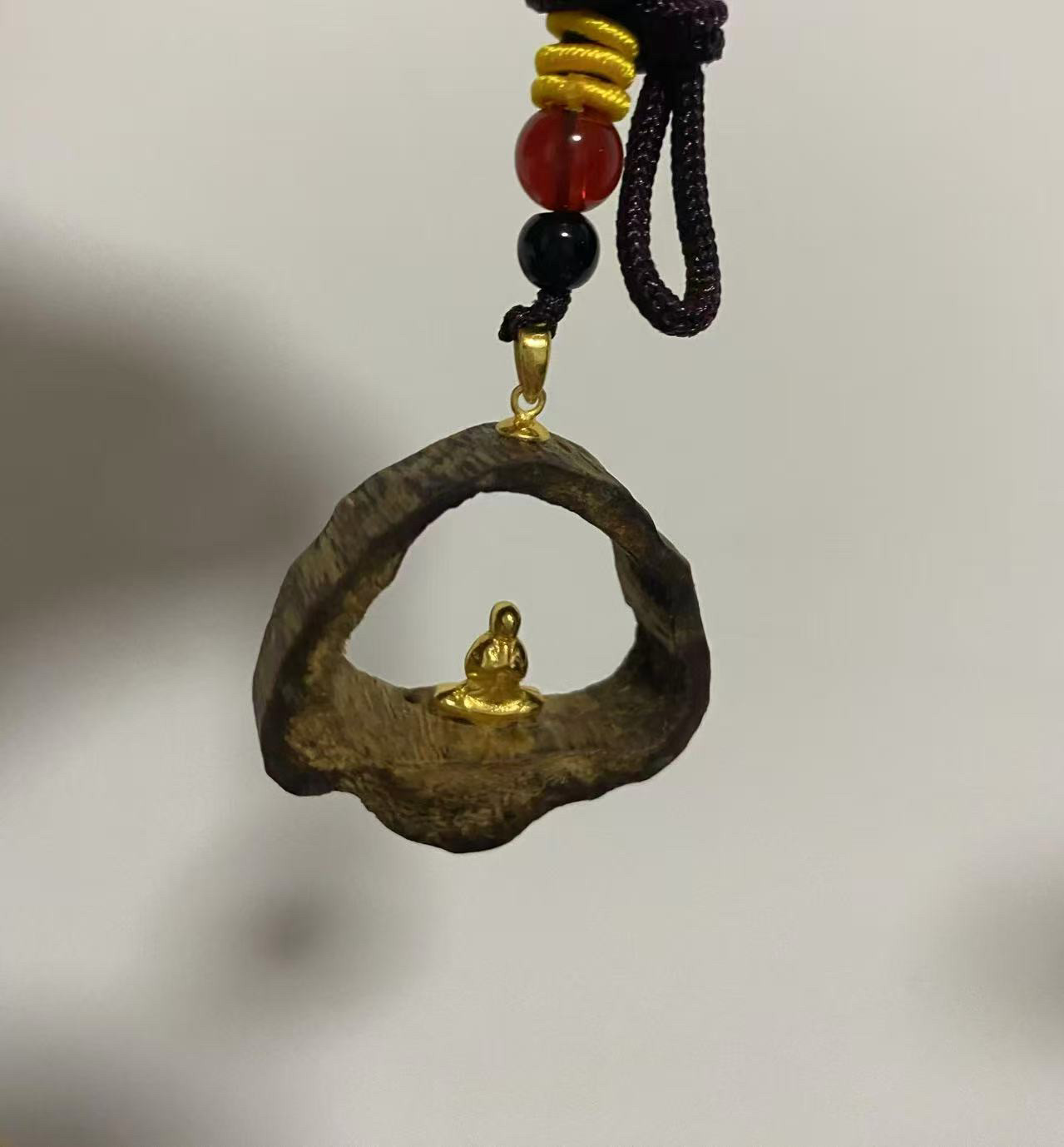 沉香缘手工沙金无相佛沉香吊坠吊牌挂脖挂手饰品小孩老人孕妇可用
