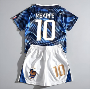 世界杯法国队MBAPPE/姆巴佩儿童成人比赛训练足球服速干套装定制