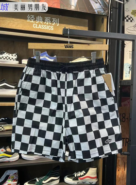 VANS范斯 AP MIDNIGHT WAL 黑白棋盘格男士短裤VN0A4MN1J0Z