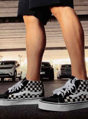 VANS范斯SK8 MID Premium高阶黑白棋盘格中帮男女板鞋VN000CQQ2BO