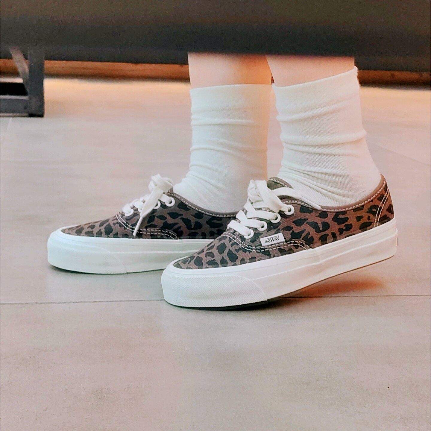 VANS范斯Authentic Premium高阶 豹纹低帮男女帆布鞋VN000CQALPR