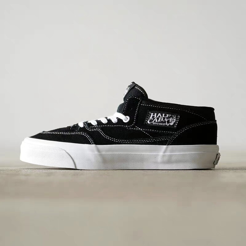 VANS范斯HALF CAB LX Premium高阶经典黑白中帮男板鞋VN000CXJBZW