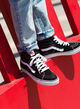 VANS黑白经典款高帮SK8 HI范斯男女鞋情侣帆布滑板鞋VN000D5IB8C