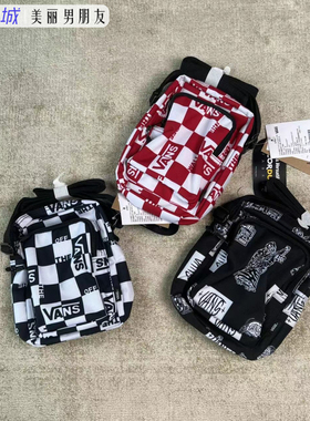 VANS 范斯经典黑白棋盘格休闲单肩情侣百搭斜挎包VN0A5F46ZHB