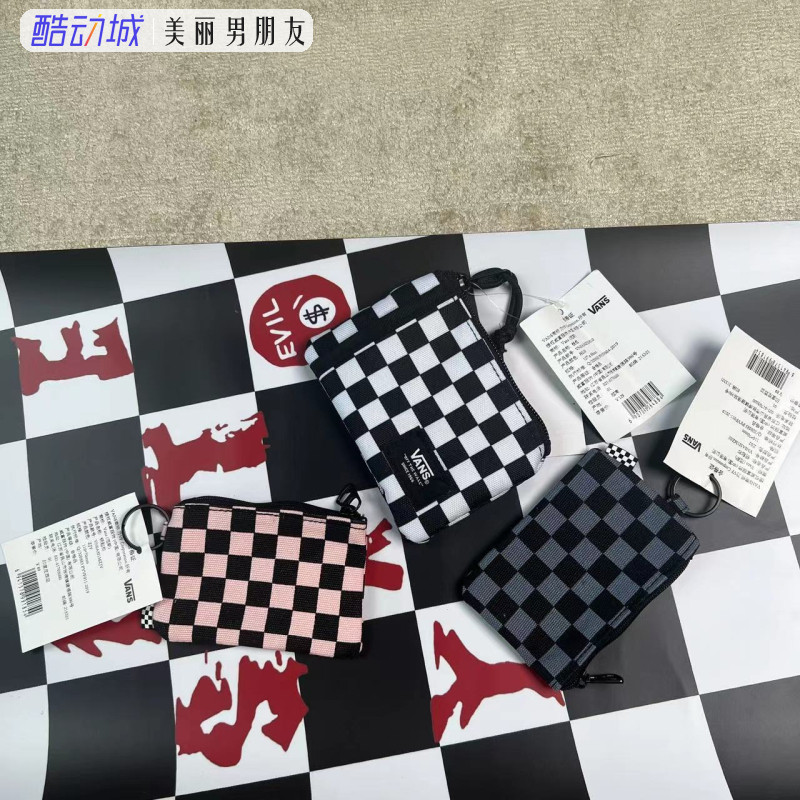 VANS 范斯黑白黑粉黑灰棋盘格挂配百搭小包钥匙零钱包VN0A3HZXHU0
