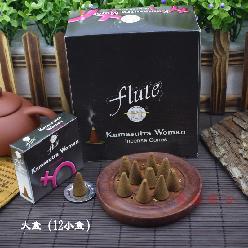 Flute进口印度塔香大盒（12小盒）印度女人香室内锥香香薰包邮