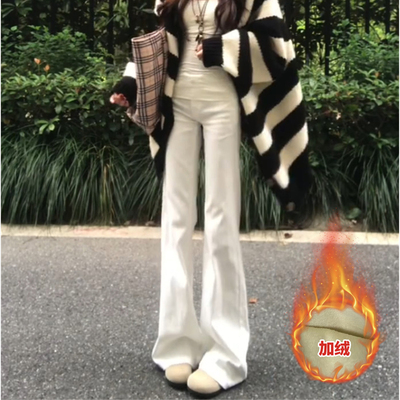 加绒加厚低腰微喇牛仔裤女