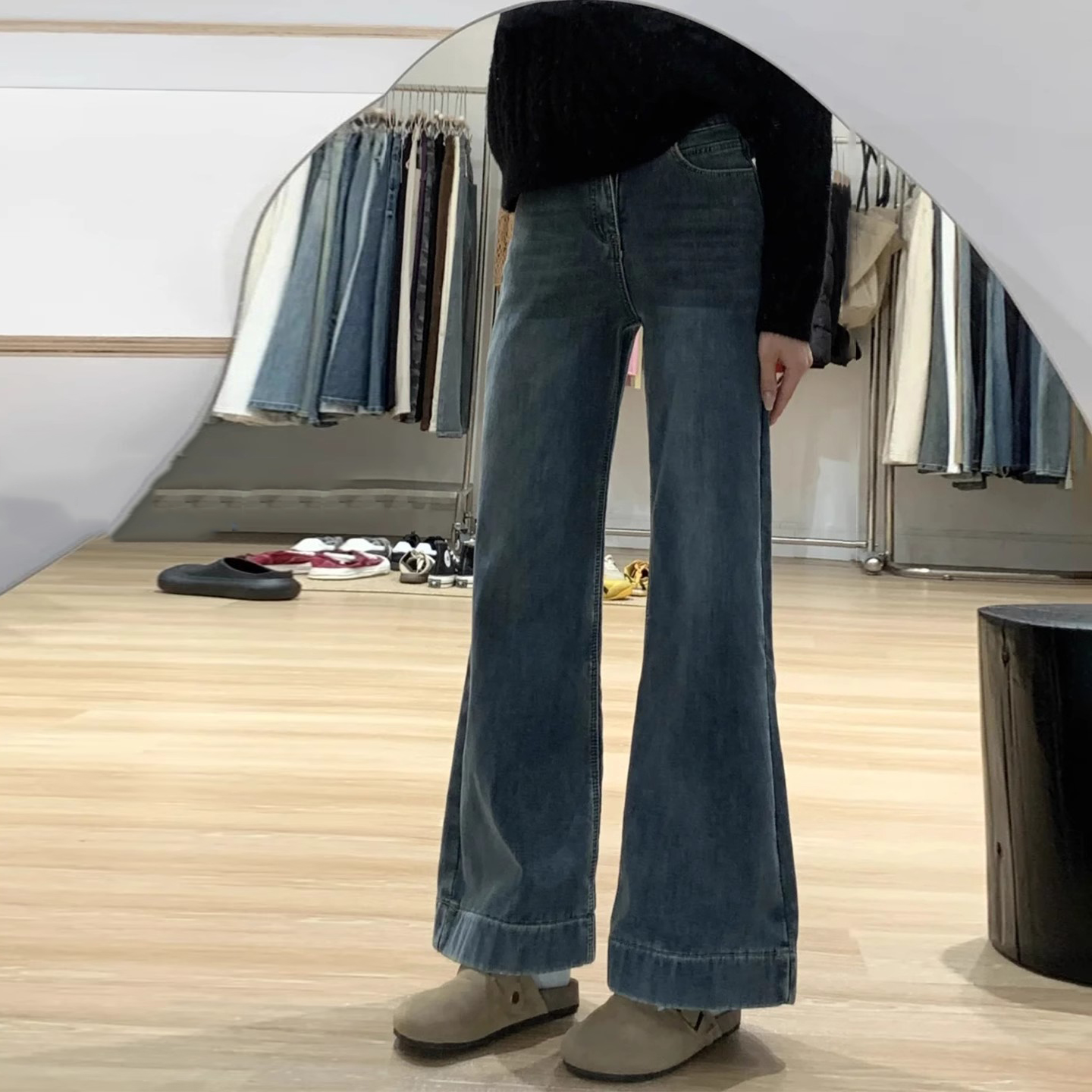 加绒小个子不贴腿喇叭裤子