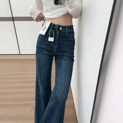 加绒加厚微喇牛仔裤女秋冬2025