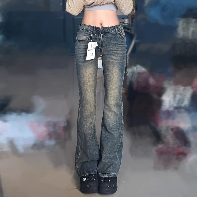 美式复古微喇叭牛仔裤女2025春秋