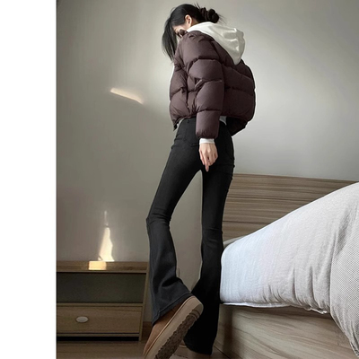 黑色微喇牛仔裤女秋冬2024年