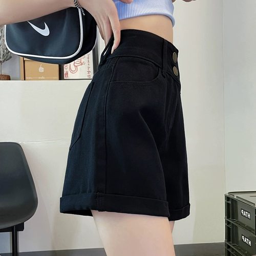 高腰a字牛仔短裤女显瘦遮胯