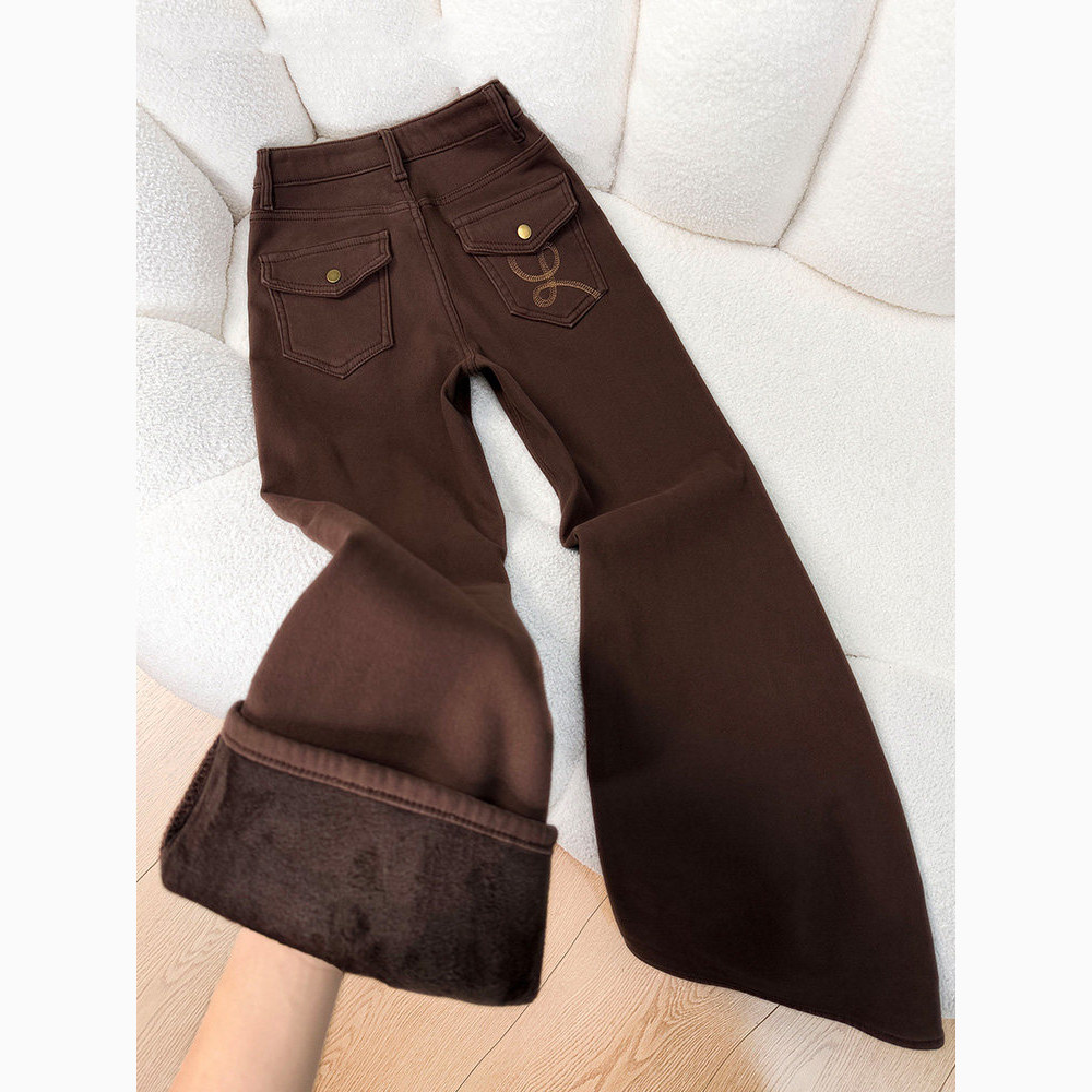 咖色加绒加厚微喇牛仔裤女2025冬季新款美拉德穿搭高腰显瘦喇叭裤,女装/女士精品,牛仔裤,淘宝优惠券,粉丝福利购,淘宝优惠卷