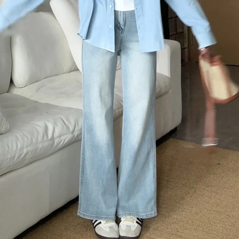 浅蓝色微喇牛仔裤女2026年春季新款高腰显瘦不贴腿小个子喇叭裤子,女装/女士精品,牛仔裤,淘宝优惠券,粉丝福利购,淘宝优惠卷