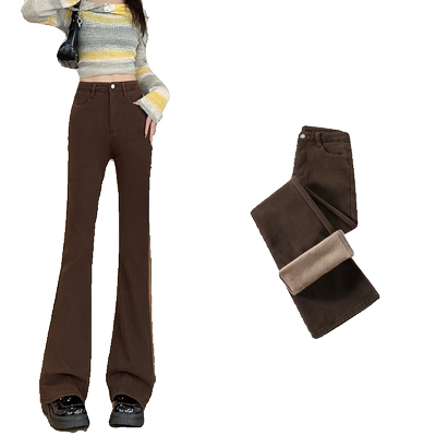 加绒微喇牛仔裤女秋冬2024新