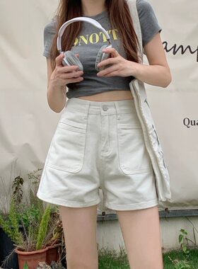 白色牛仔短裤女2024夏季新款