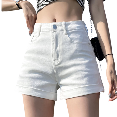 白色牛仔短裤女夏季薄款2025年新款高腰显瘦宽松阔腿辣妹a字裤子
