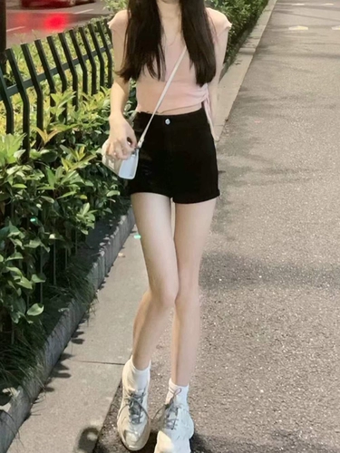 Джинсовая юбка, шорты, летние черные штаны, высокая талия, 2025 года, в обтяжку, по фигуре