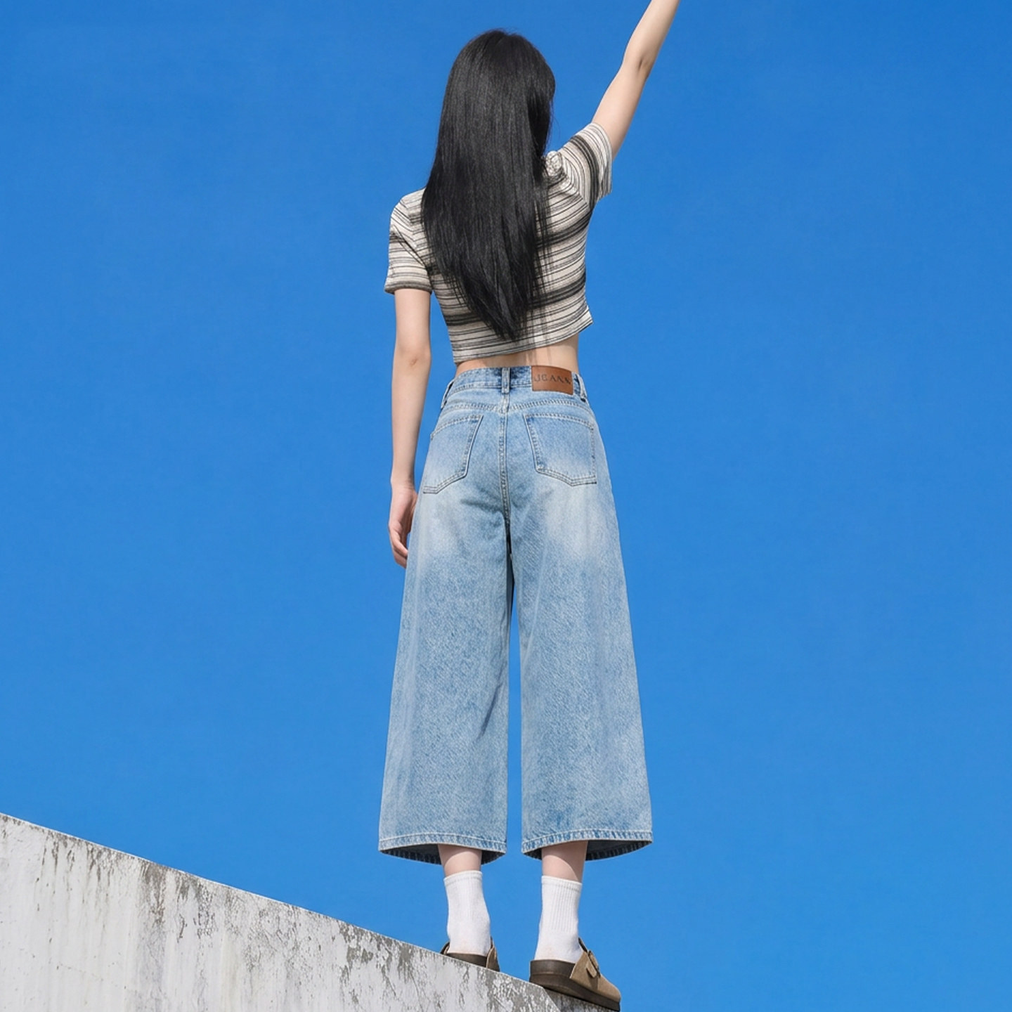 美式八分牛仔裤女夏季薄款图片