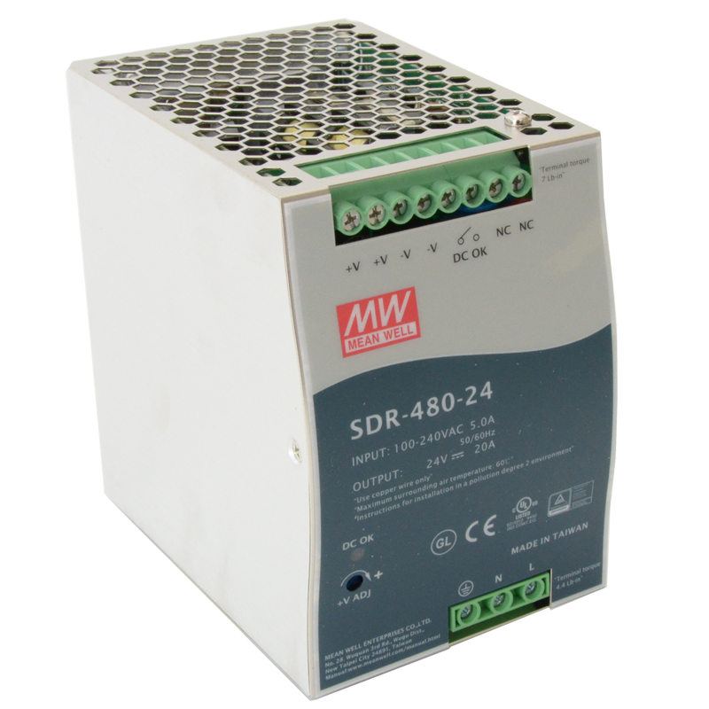 明纬SDR-480P可并联导轨开关电源