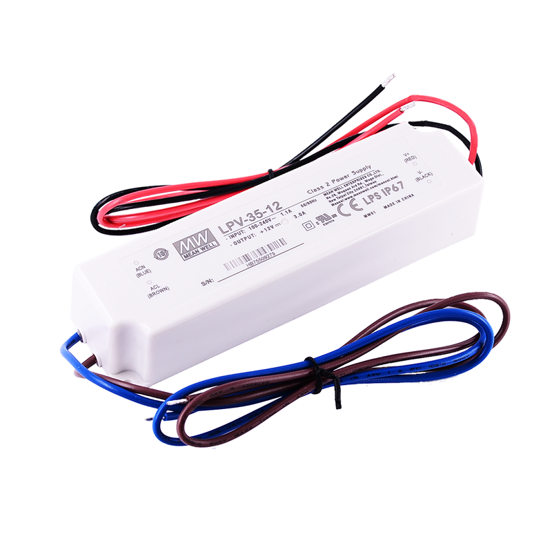 35W明纬开关电源LPV-35-5V/12V/15V/24V/36V防水LED照明 IP67