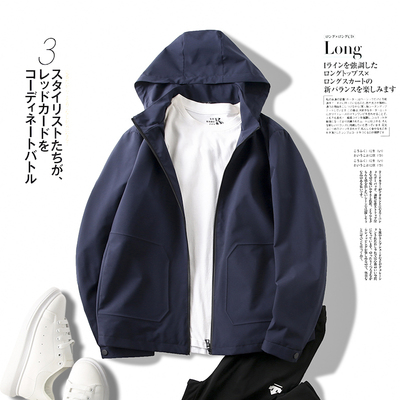 口碑尖货！上身超帅！男士时尚可拆卸连帽纯色运动休闲夹克外套潮