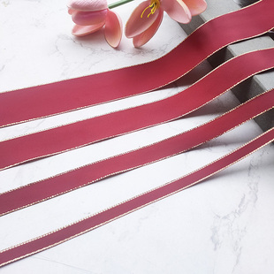 高级感红色金边涤纶带喜糖盒礼盒鲜花包装丝带发饰头饰蝴蝶结材料