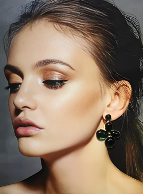 丁香花系列通透绿琉璃花瓣耳坠精致轻奢百搭氛围感耳饰气质耳钉