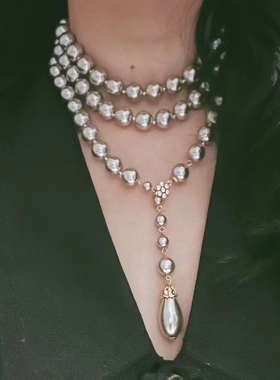 珍珠项链女百搭毛衣链2025新款轻奢高级串珠锁骨链气质颈链配饰