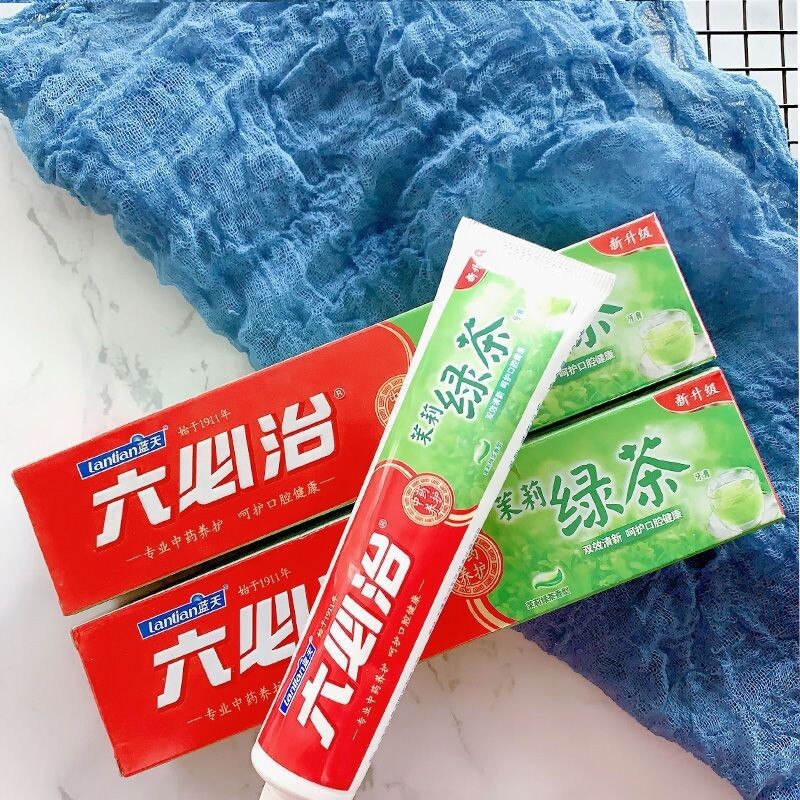 蓝天六必治茉莉绿茶香牙膏食品级更安全口气清新呵护口腔健康105g
