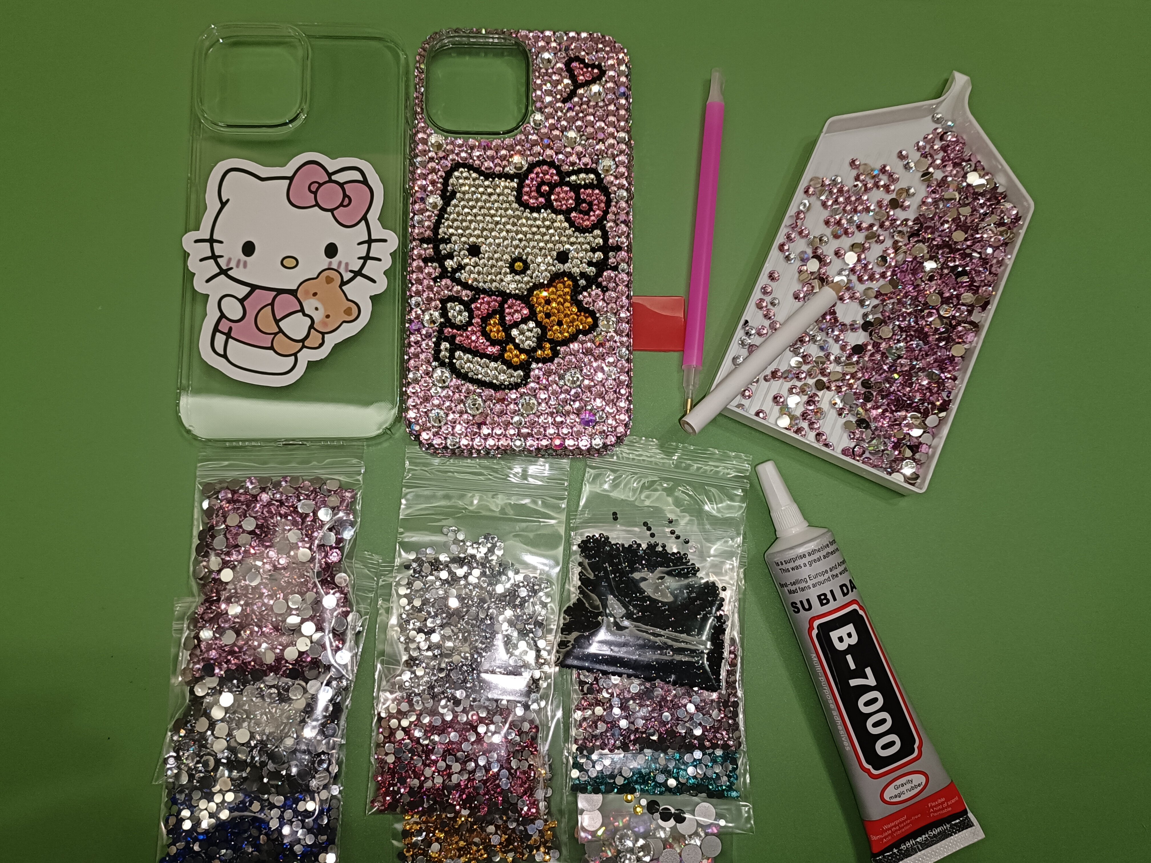 网红懒懒kitty猫高级水钻iPhone17pro适用苹果系列16手机壳材料包