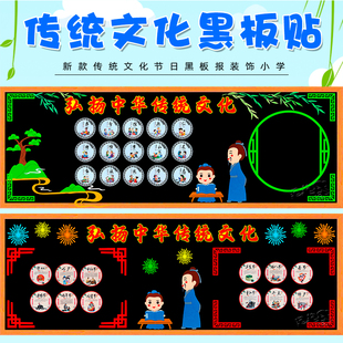 弘扬中华传统文化节日校园国学黑板报装饰墙贴教室布置班级中小学