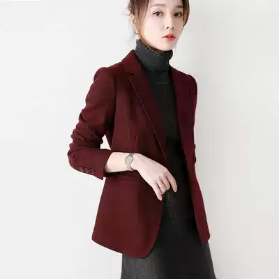 Japanese light luxury slim wool small suit women 2021 autumn and winter new casual wool suit jacket medium and long version