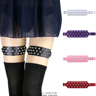 腿环可调节朋克风铆钉尖钉腿链勒肉绑带原宿y2k女