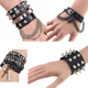 朋克多层叠戴手链黑色皮质霸气骷髅铆钉哥特手环街舞饰品情侣手镯