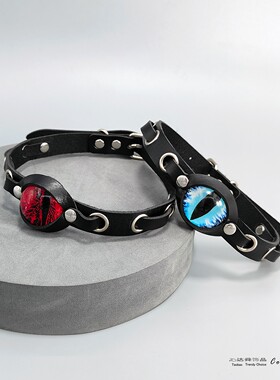 Y2K竖曈项圈小恶魔眼睛暗黑万圣节原宿颈圈锁骨链个性辣妹朋克