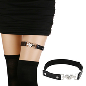 朋克小众轻奢PU皮质腿链身体大腿环桃心爱心弹力吊袜带腿带Y2K