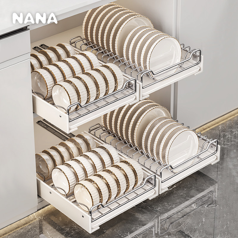 碗碟收纳架不锈钢厨房置物架抽拉放碗架橱柜拉篮抽屉式碗盘沥水架,厨房/烹饪用具,碗架,淘宝优惠券,粉丝福利购,淘宝优惠卷