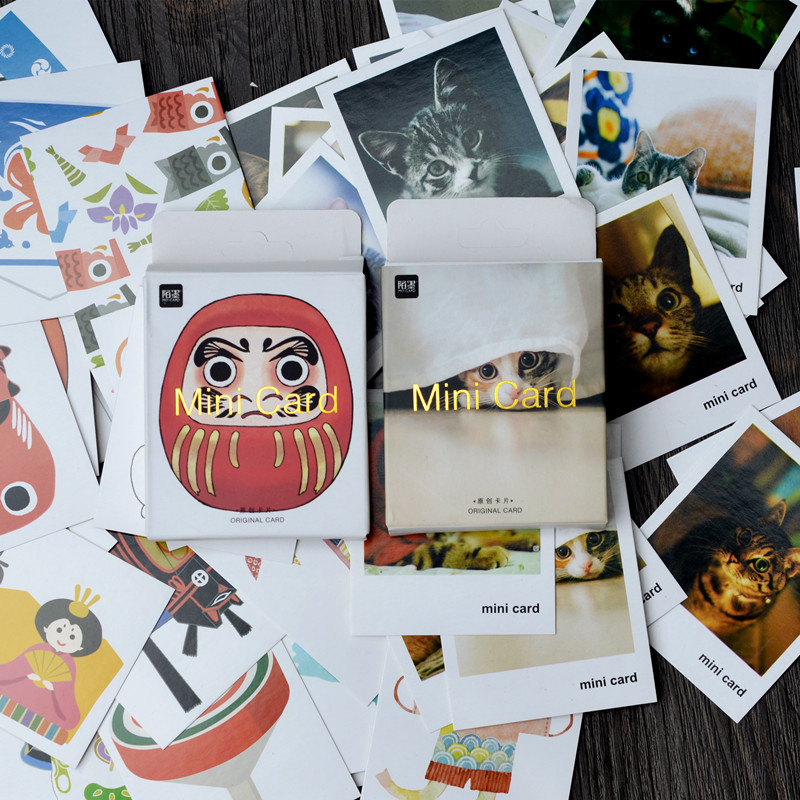 30张价/和风猫猫迷你卡片背面可写字可爱猫咪58*70mm相册便签小卡