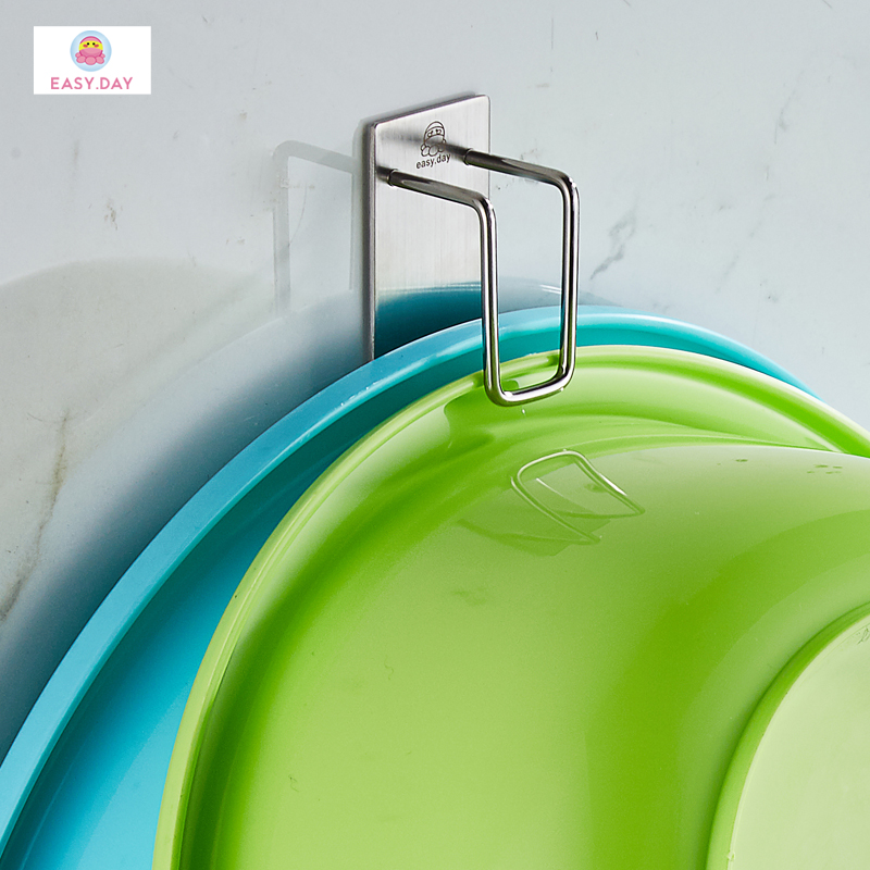 easy.day免打孔面盆架脸盆夹免打孔浴室置物架粘钩304不锈钢大