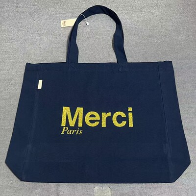 Merci字母帆布托特包女大容量单肩手提袋休闲简约托特包