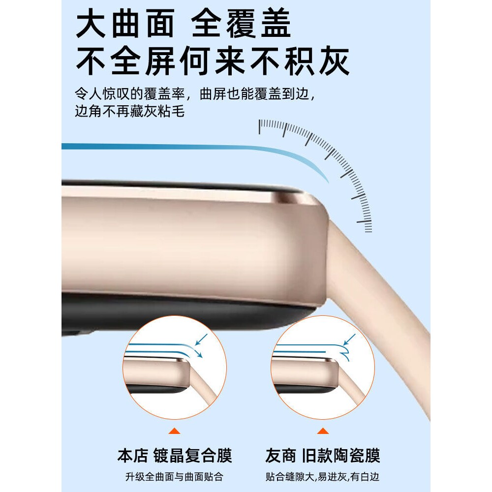 德国北丫适用华为手环11陶瓷膜10/9/8智能手表保护膜7/6Pro曲面钢化watchfit4全屏防摔fit3水凝软膜watch新款