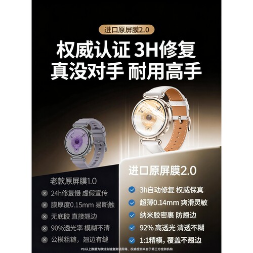 德国北丫适用华为gt6手表膜华为GT6保护膜gt5钢化膜GT6pro新款gt4pro表盘屏幕贴膜41/42全包全屏防爆46mm表膜