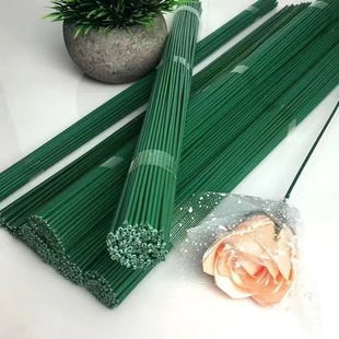 2号花杆手工diy假花枝塑料花绿色杆子仿真花枝包胶花杆铁丝加粗硬